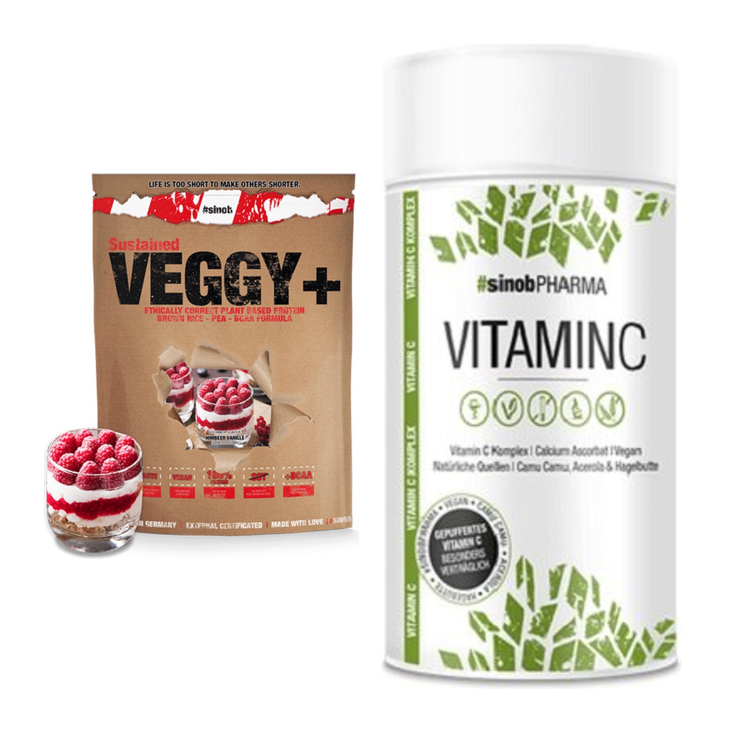 Basis-Set: Sinob VEGGY + VEGAN PROTEIN + Sinob Vitamin C – alle enthaltenen Artikel