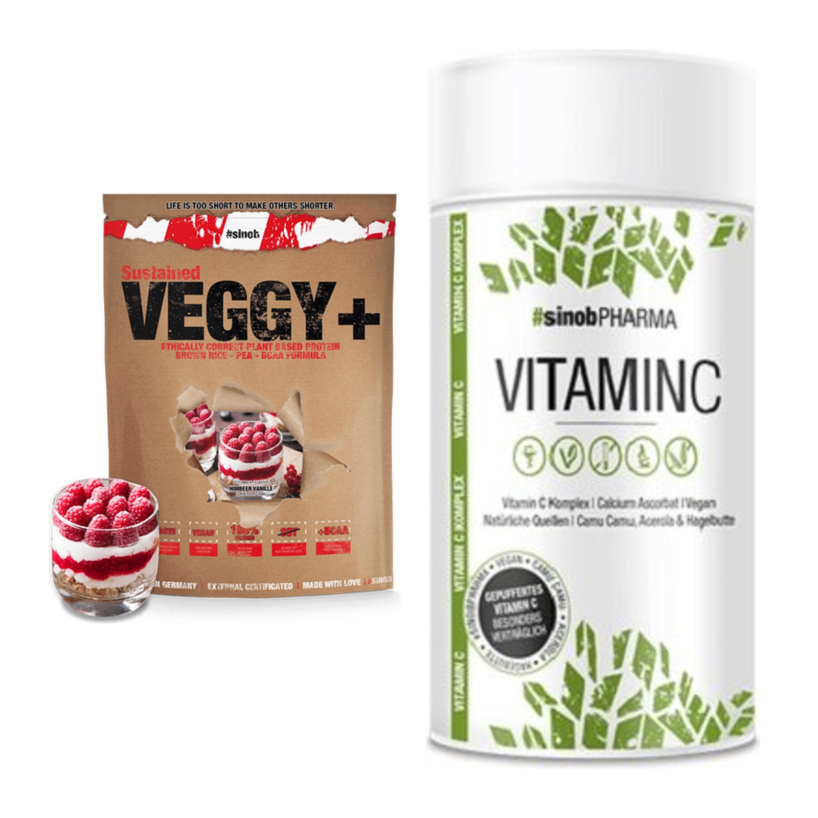 Basis-Set: Sinob VEGGY + VEGAN PROTEIN + Sinob Vitamin C – alle enthaltenen Artikel