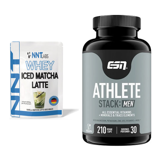 Basis-Set: NNT Whey ICED MATCHA LATTE + ESN Athlete Stack:MEN – alle enthaltenen Artikel