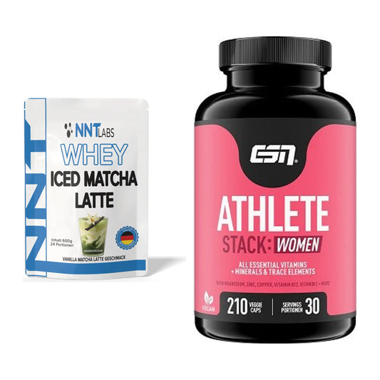 Basis-Set: NNT Whey ICED MATCHA LATTE + ESN Athlete Stack:WOMEN – alle enthaltenen Artikel