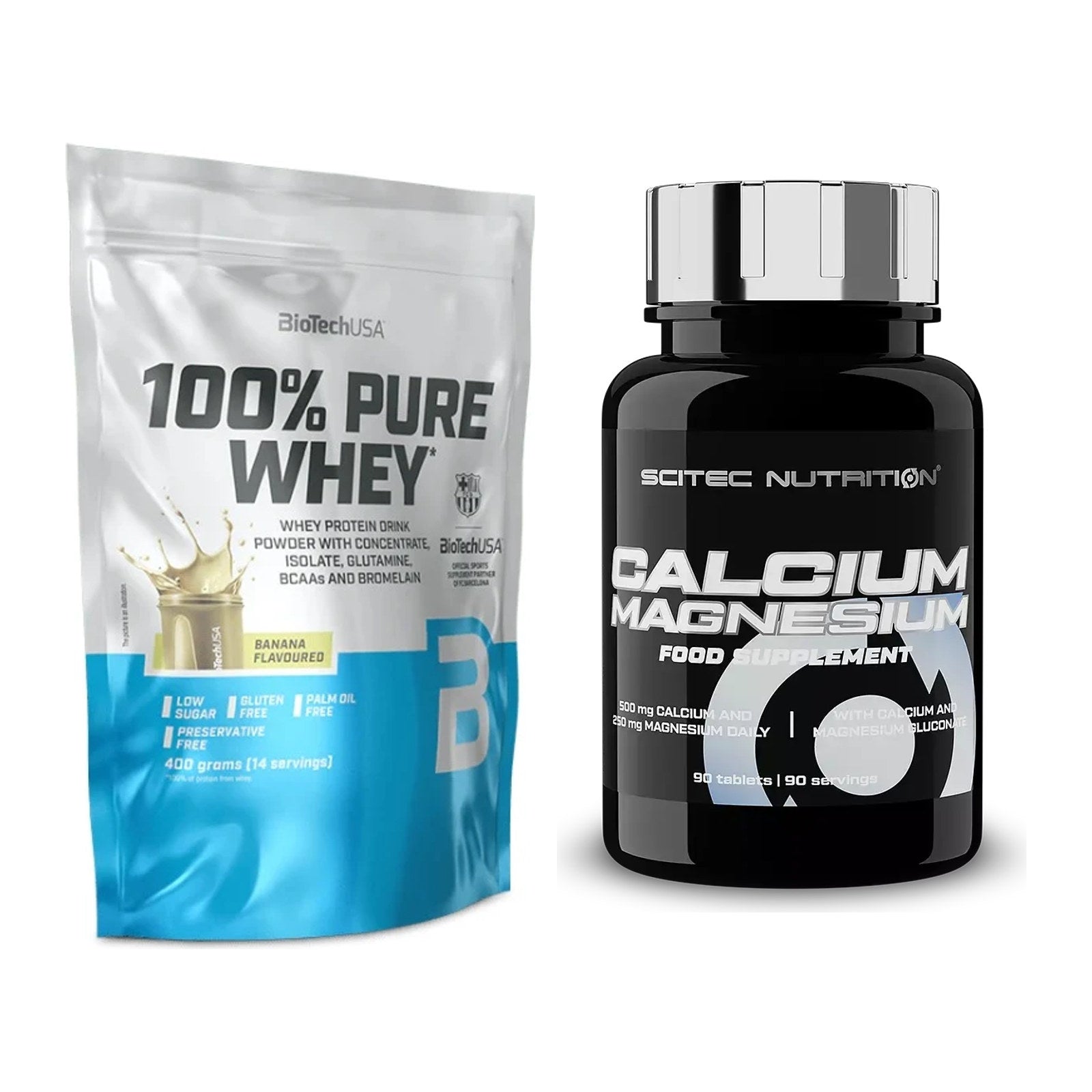 Basis-Set: BioTech 100% Pure Whey + Scitec Calcium Magnesium – alle enthaltenen Artikel