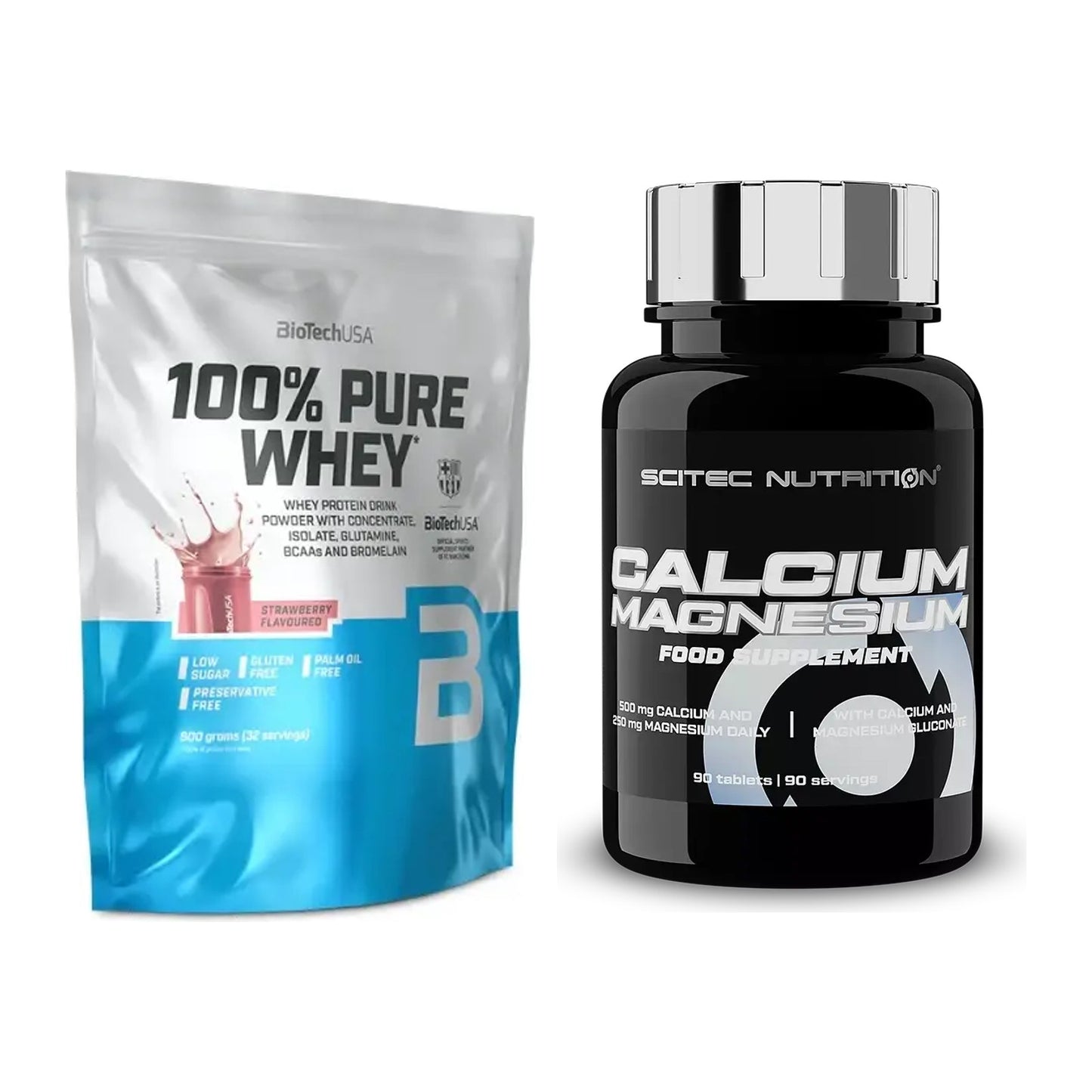 Basis-Set: BioTech 100% Pure Whey + Scitec Calcium Magnesium – alle enthaltenen Artikel