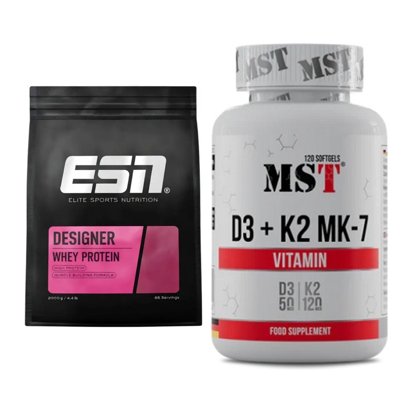 Basis-Set: ESN Designer Whey + MST Vitamin D3 + K2 + MK-7 – alle enthaltenen Artikel