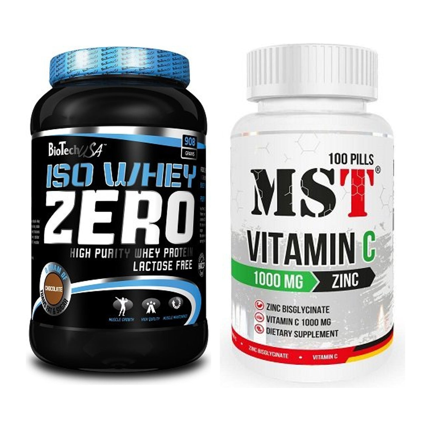 Basis-Set: BioTech Iso Whey Zero + MST Vitamin C 1000 + Zinc 100 – alle enthaltenen Artikel