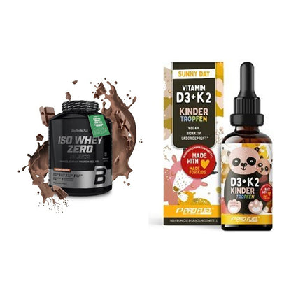 Basis-Set: BioTech Iso Whey Zero Black + ProFuel VITAMIN D3 + K2 – alle enthaltenen Artikel