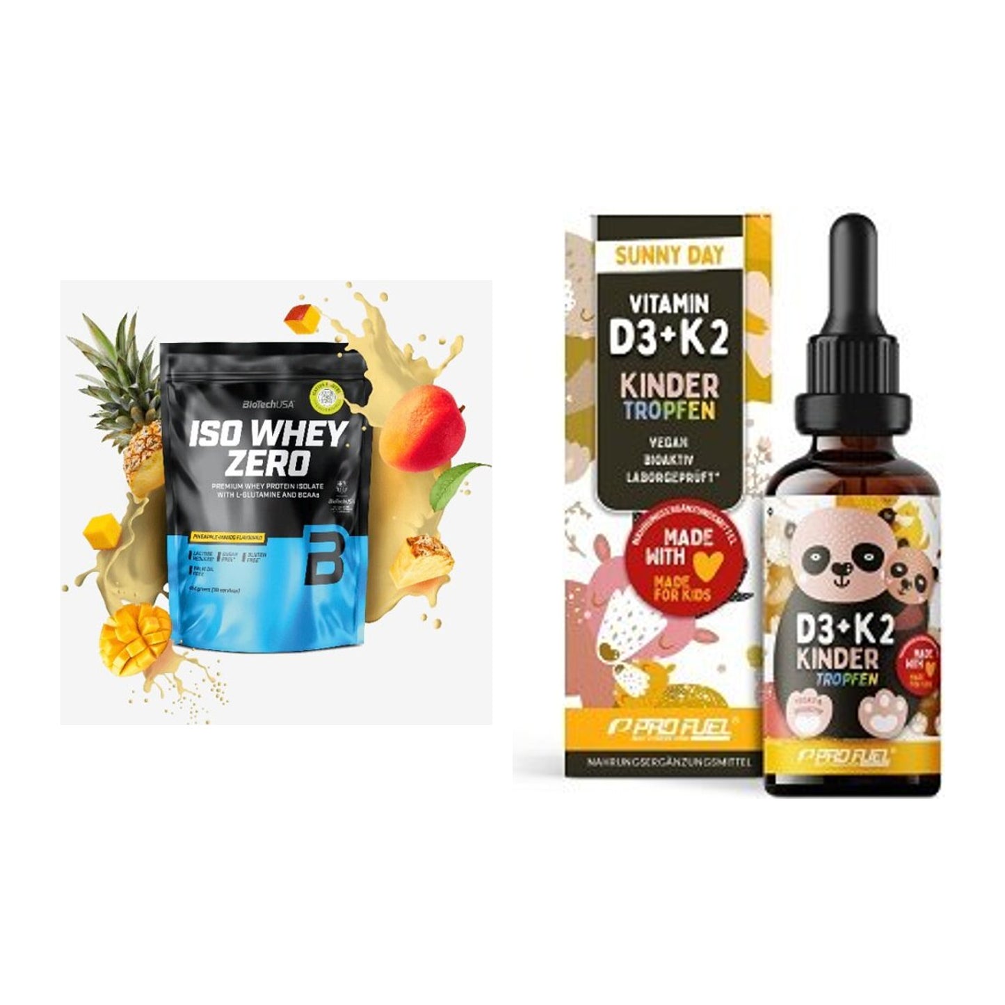 Basis-Set: BioTech Iso Whey Zero + ProFuel VITAMIN D3 + K2 Kinder – alle enthaltenen Artikel