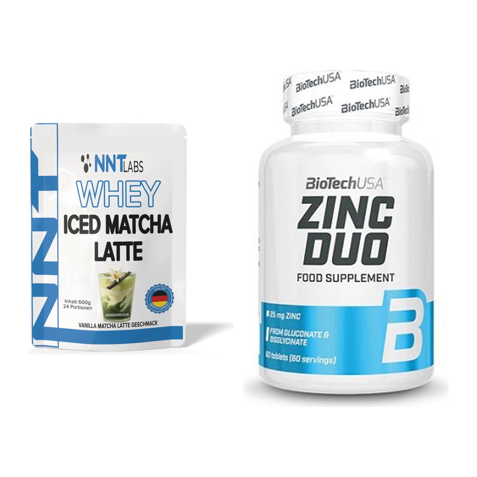 Basis-Set: NNT Whey ICED MATCHA LATTE + BioTech Zinc Duo – alle enthaltenen Artikel