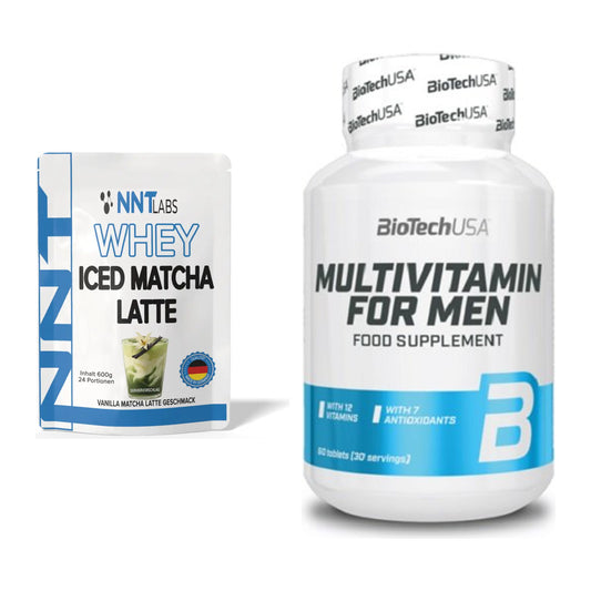 Basis-Set: NNT Whey ICED MATCHA LATTE + BioTech Multivitamin for Men – alle enthaltenen Artikel