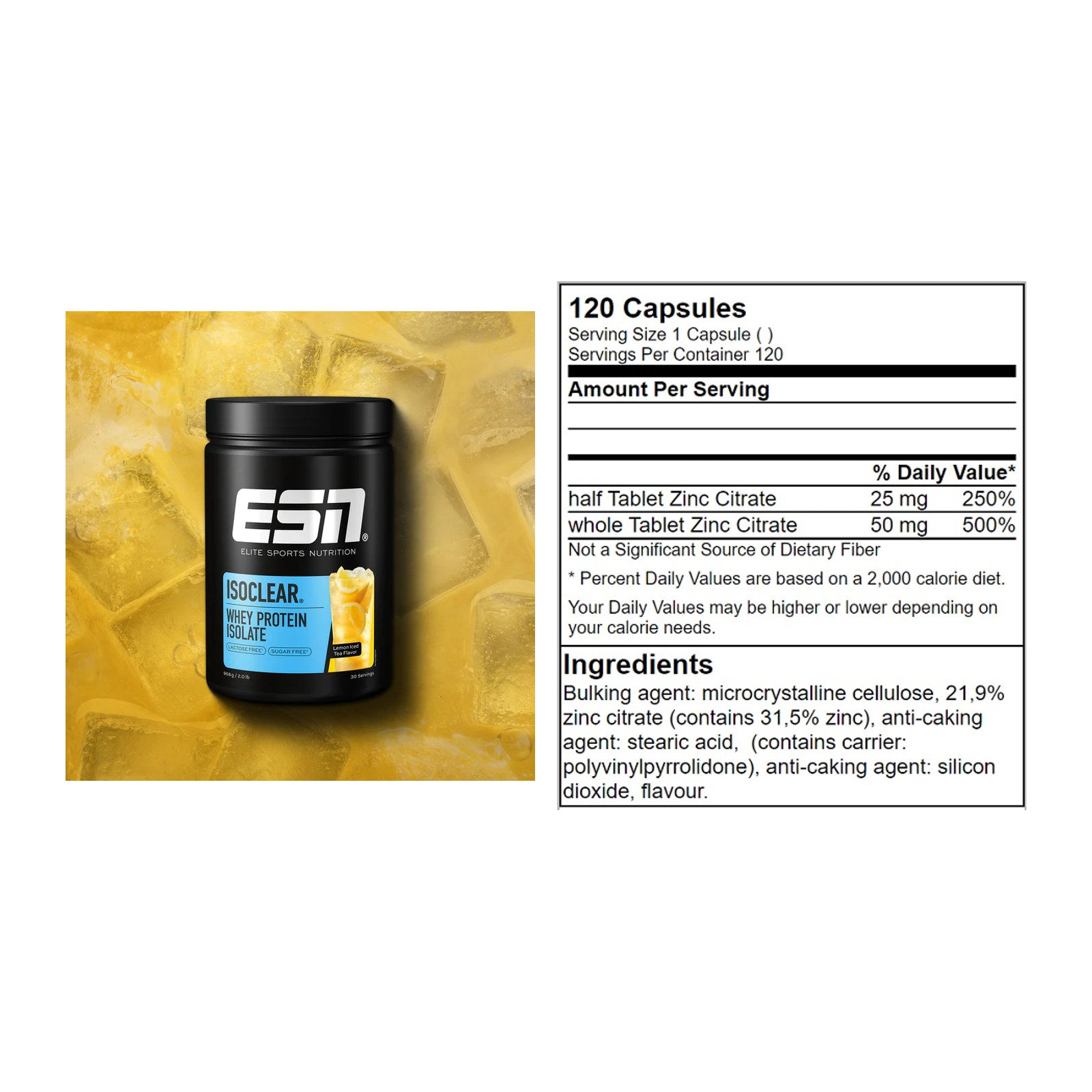 Basis-Set: ESN ISOCLEAR Whey Isolate + GN Zinc Citrate 120 Tabl. – alle enthaltenen Artikel