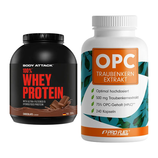 Basis-Set: Body Attack 100% Whey + ProFuel OPC Traubenkernextra – alle enthaltenen Artikel