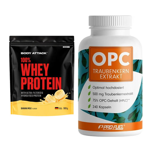 Basis-Set: Body Attack 100% Whey + ProFuel OPC Traubenkernextra – alle enthaltenen Artikel
