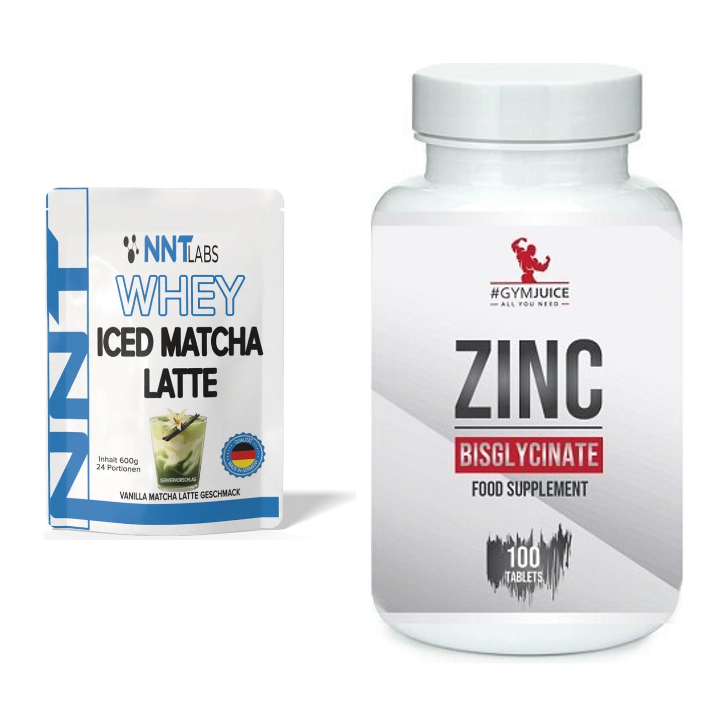 Basis-Set: NNT Whey ICED MATCHA LATTE + #GYMJUICE ZINC Bisglycinate – alle enthaltenen Artikel