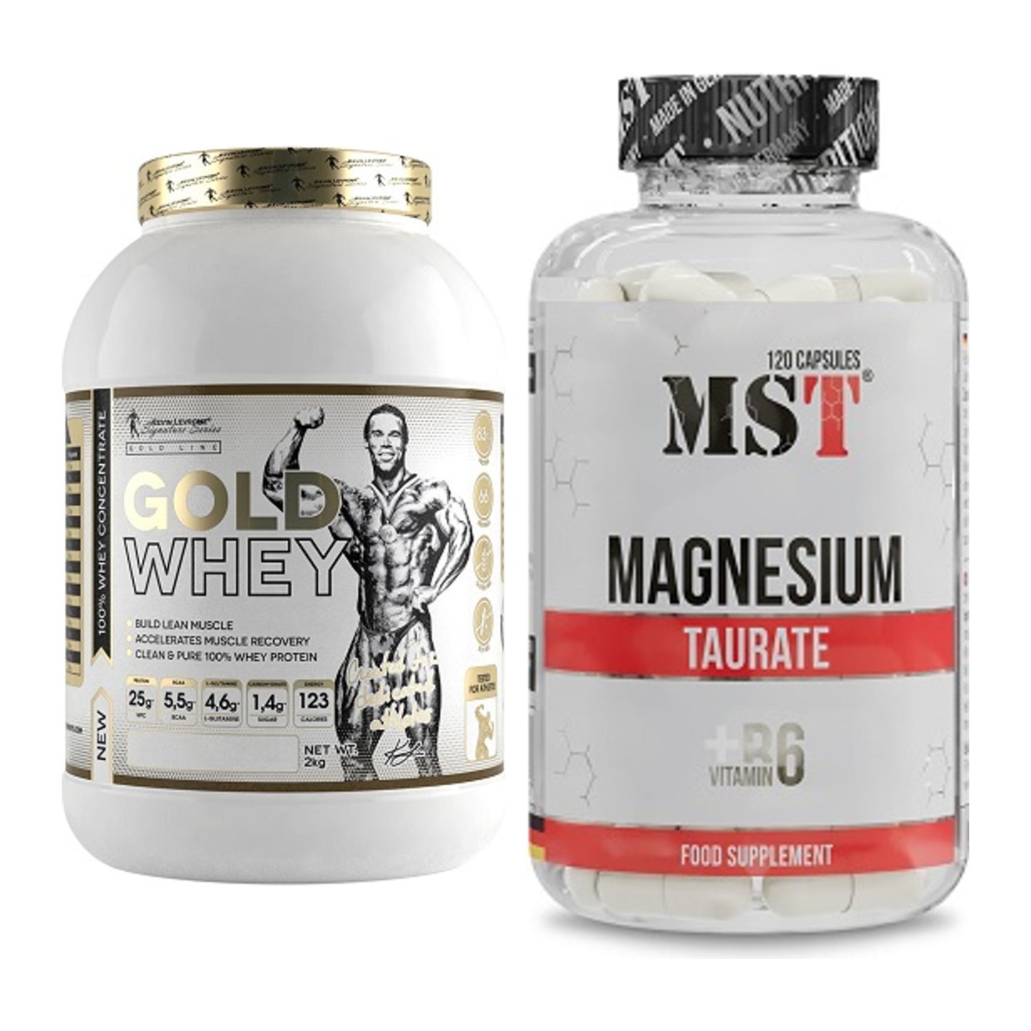 Basis-Set: Kevin Levrone Gold Whey + MST Magnesium Taurat – alle enthaltenen Artikel