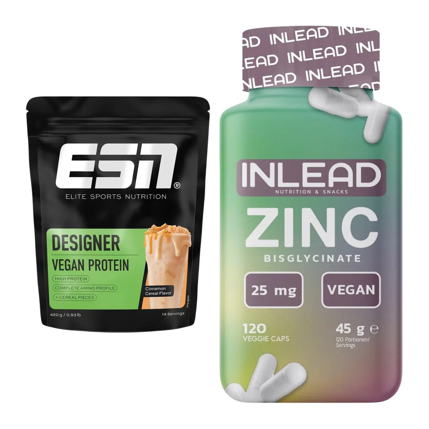 Basis-Set: ESN Designer Vegan Protein + INLEAD Zink Bisglycinate – alle enthaltenen Artikel