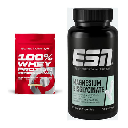 Basis-Set: Scitec 100% Whey Protein + ESN Magnesium Bisglycinate – alle enthaltenen Artikel