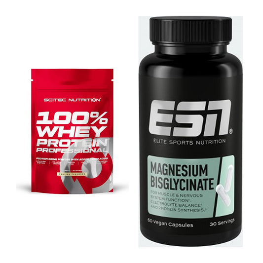 Basis-Set: Scitec 100% Whey Protein + ESN Magnesium Bisglycinate – alle enthaltenen Artikel