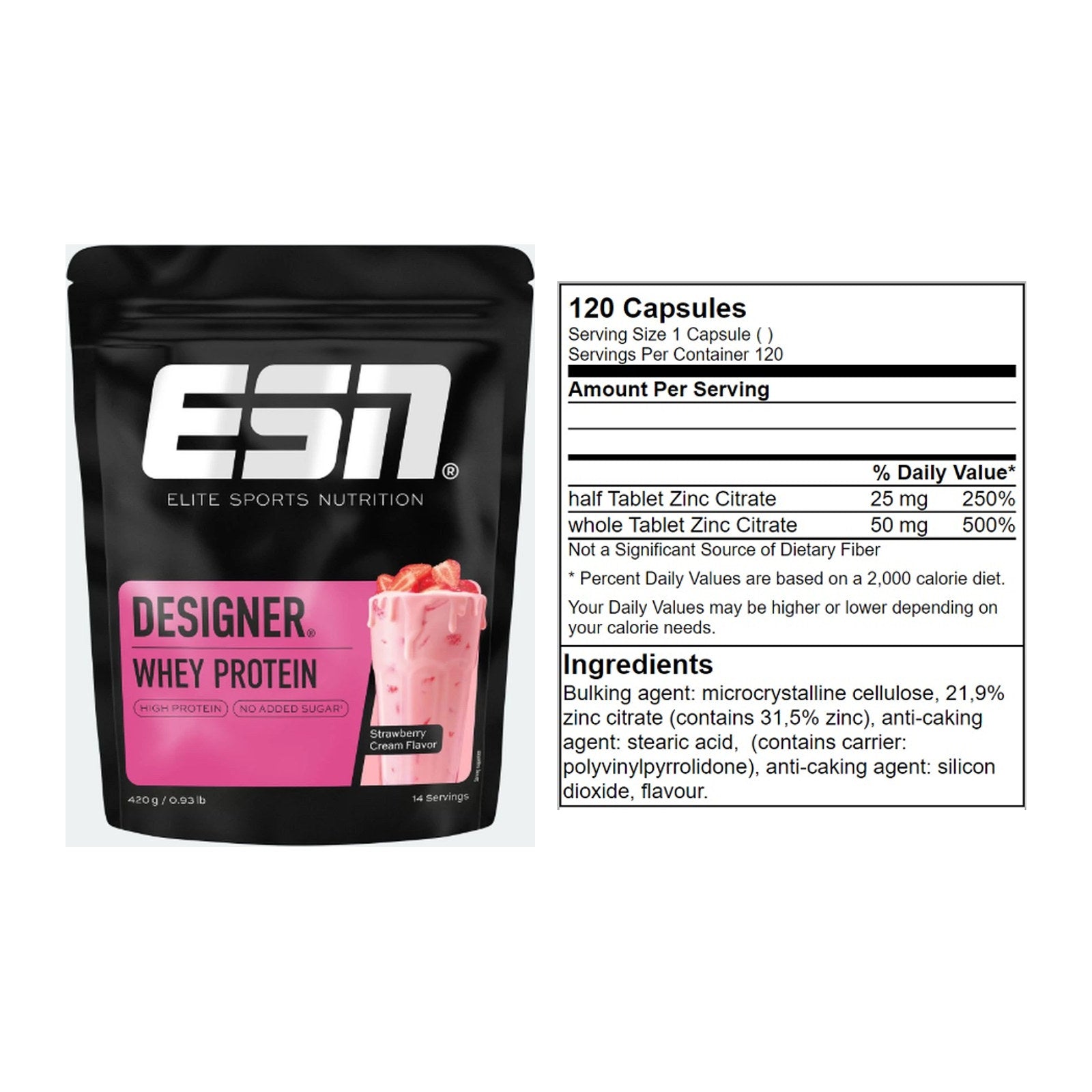 Basis-Set: ESN Designer Whey + GN Zinc Citrate 120 Tabl. – alle enthaltenen Artikel