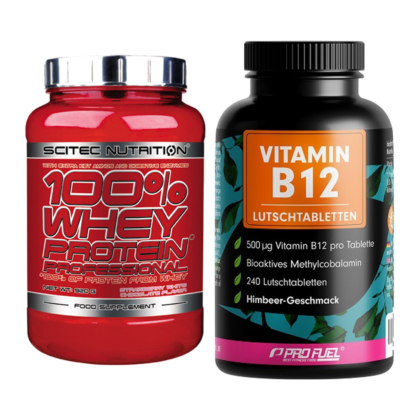 Basis-Set: Scitec 100% Whey Professional + ProFuel Vitamin B12 240 – alle enthaltenen Artikel