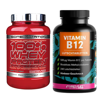 Basis-Set: Scitec 100% Whey Professional + ProFuel Vitamin B12 240 – alle enthaltenen Artikel