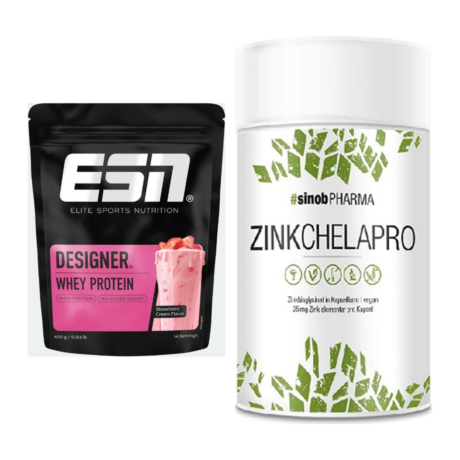 Basis-Set: ESN Designer Whey + Sinob Zink Chelapro – alle enthaltenen Artikel