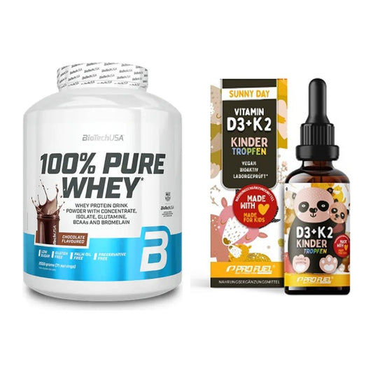 Basis-Set: BioTech 100% Pure Whey + ProFuel VITAMIN D3 + K2 Kinder – alle enthaltenen Artikel