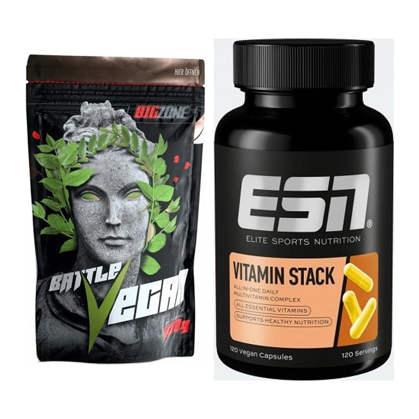 Basis-Set: Big Zone Battle Vegan + ESN Vitamin Stack – alle enthaltenen Artikel