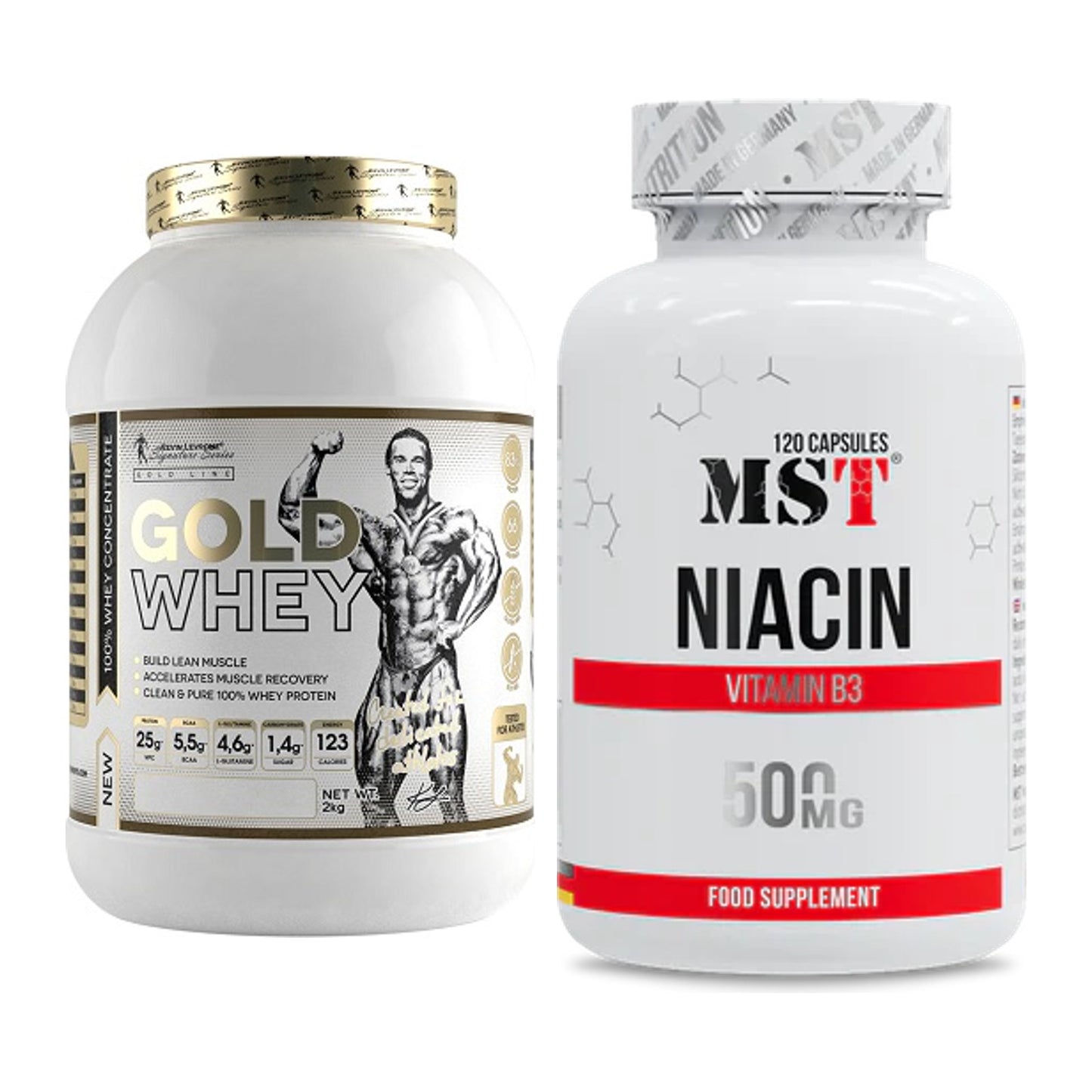 Basis-Set: Kevin Levrone Gold Whey + MST Niacin – alle enthaltenen Artikel