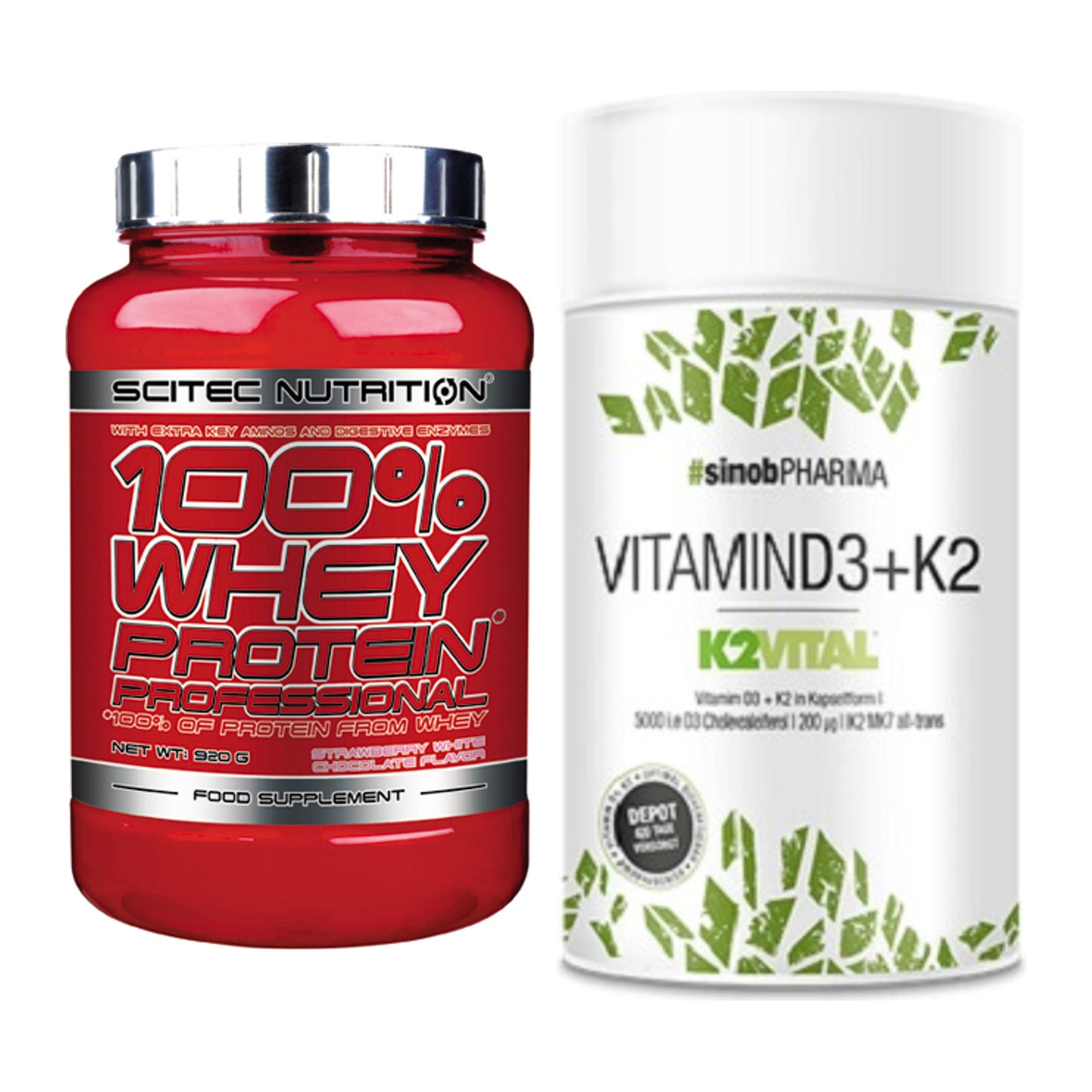 Basis-Set: Scitec 100% Whey Professional + Sinob Vitamin D3 + K2 – alle enthaltenen Artikel