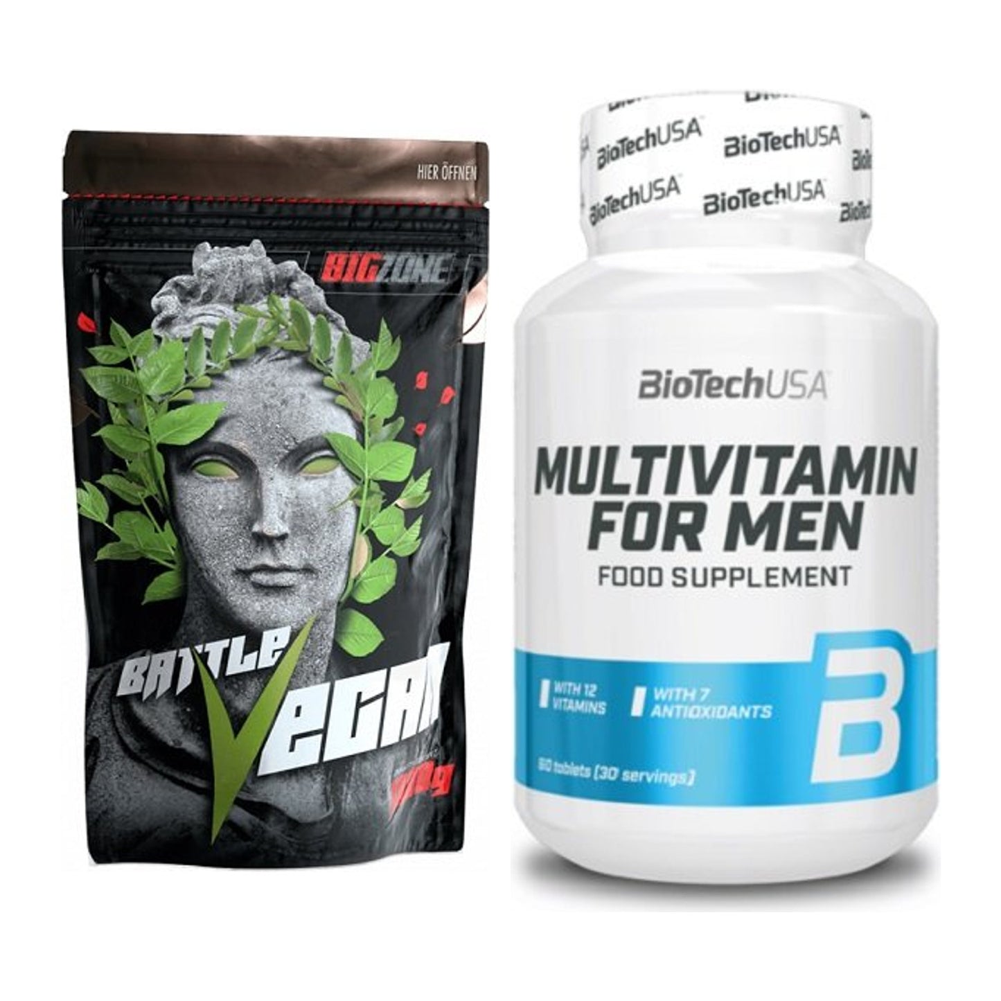 Basis-Set: Big Zone Battle Vegan + BioTech Multivitamin for Men 60 – alle enthaltenen Artikel