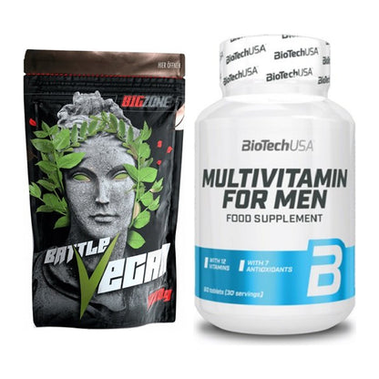 Basis-Set: Big Zone Battle Vegan + BioTech Multivitamin for Men 60 – alle enthaltenen Artikel