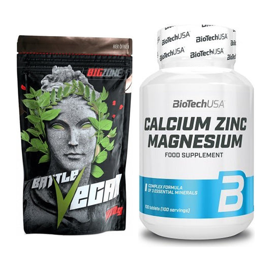 Basis-Set: Big Zone Battle Vegan + BioTech Calcium Zinc Magnesium 100 – alle enthaltenen Artikel