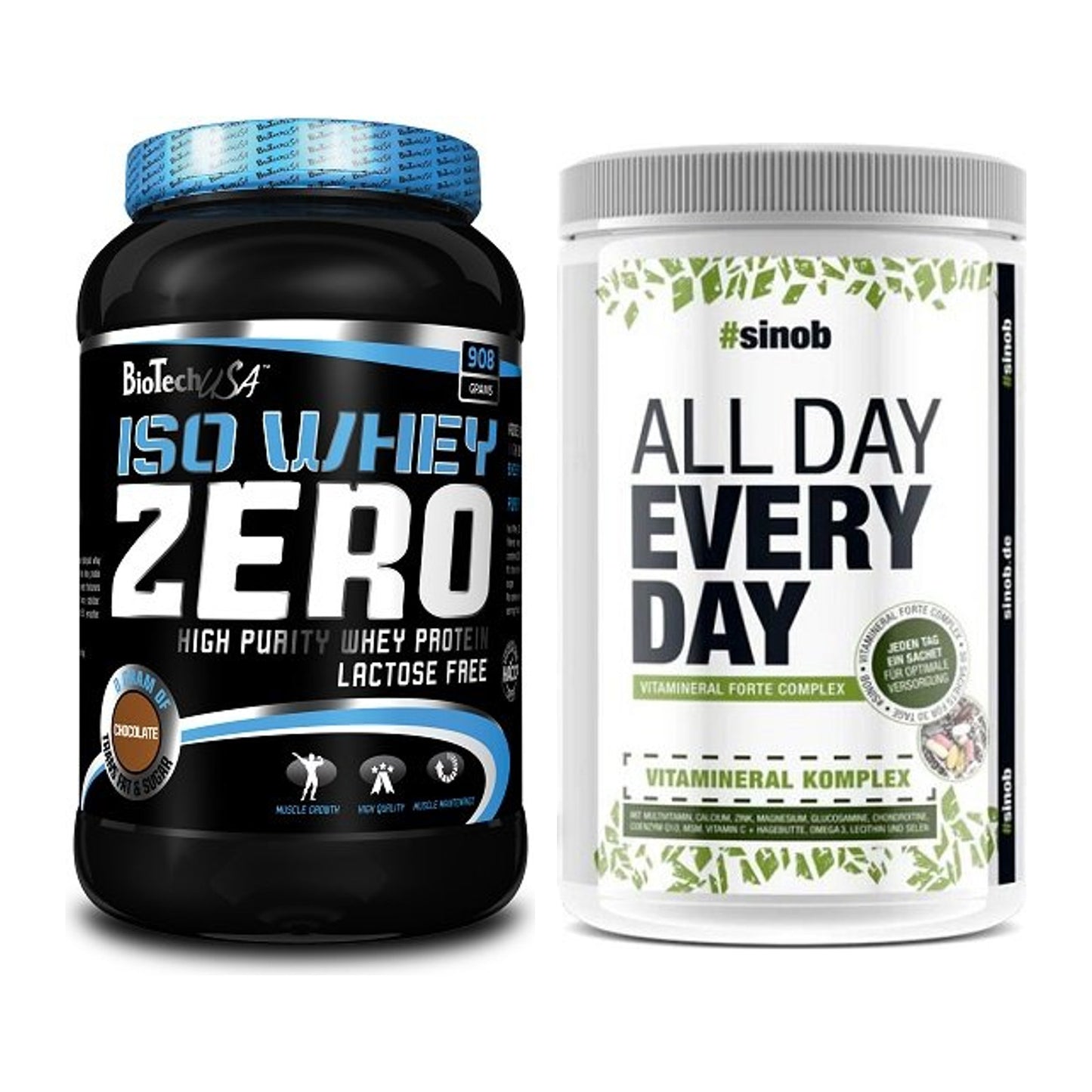 Basis-Set: BioTech Iso Whey Zero + Sinob All Day Every Day 30 Serv. – alle enthaltenen Artikel