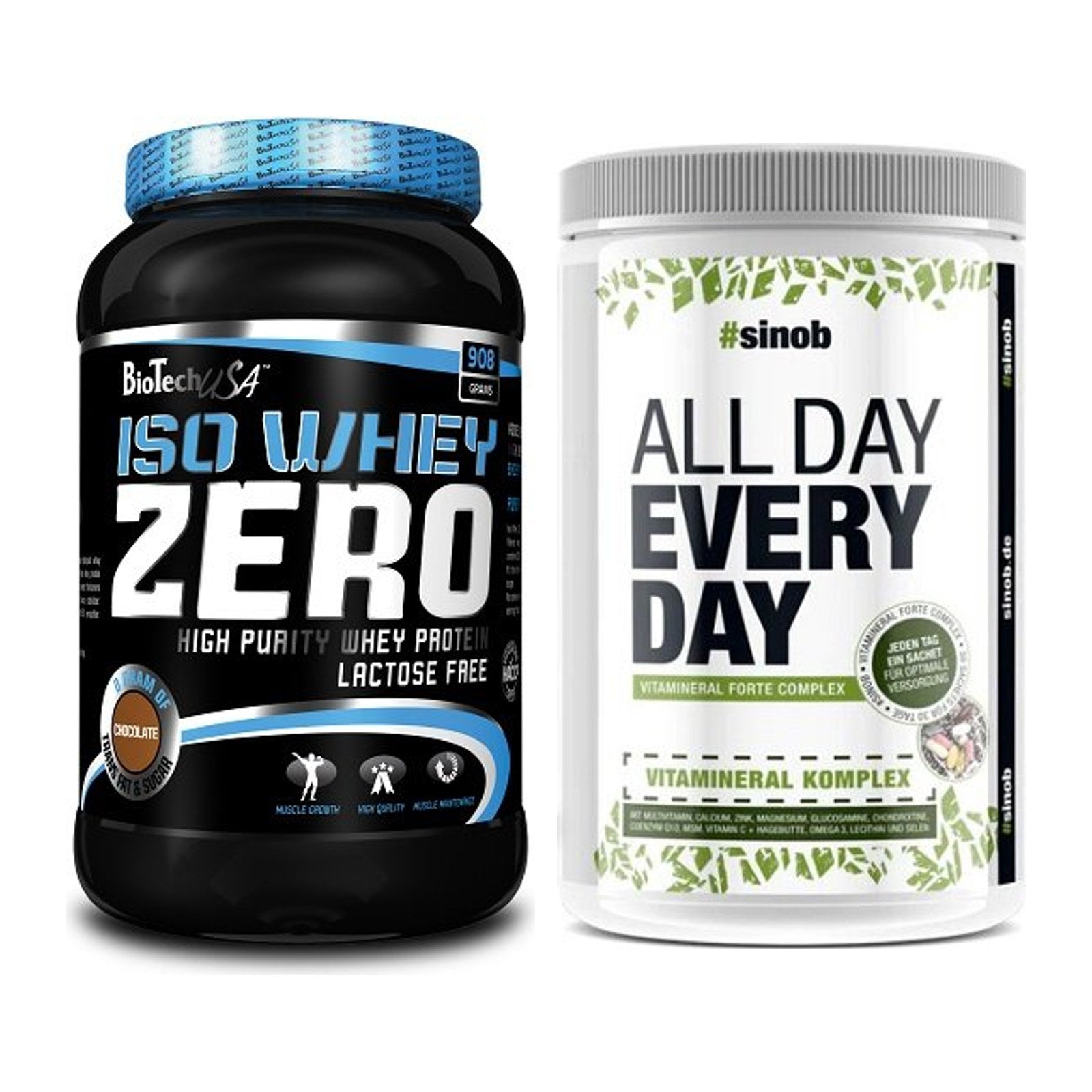 Basis-Set: BioTech Iso Whey Zero + Sinob All Day Every Day 30 Serv. – alle enthaltenen Artikel