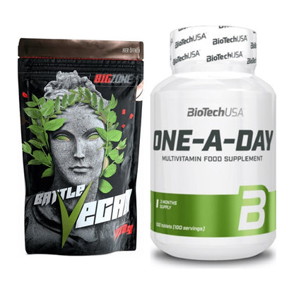 Basis-Set: Big Zone Battle Vegan + BioTech One A Day 100 Tabl. – alle enthaltenen Artikel