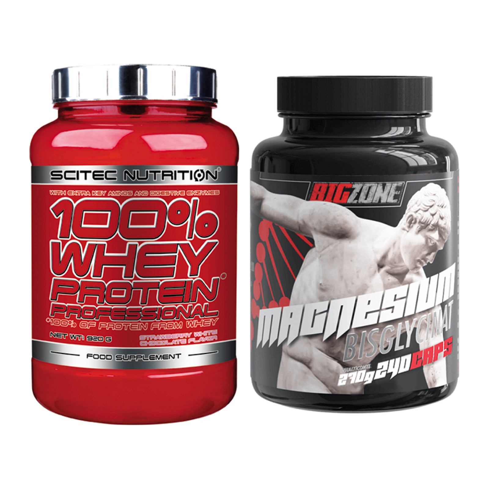 Basis-Set: Scitec 100% Whey + Big Zone Magnesium – alle enthaltenen Artikel
