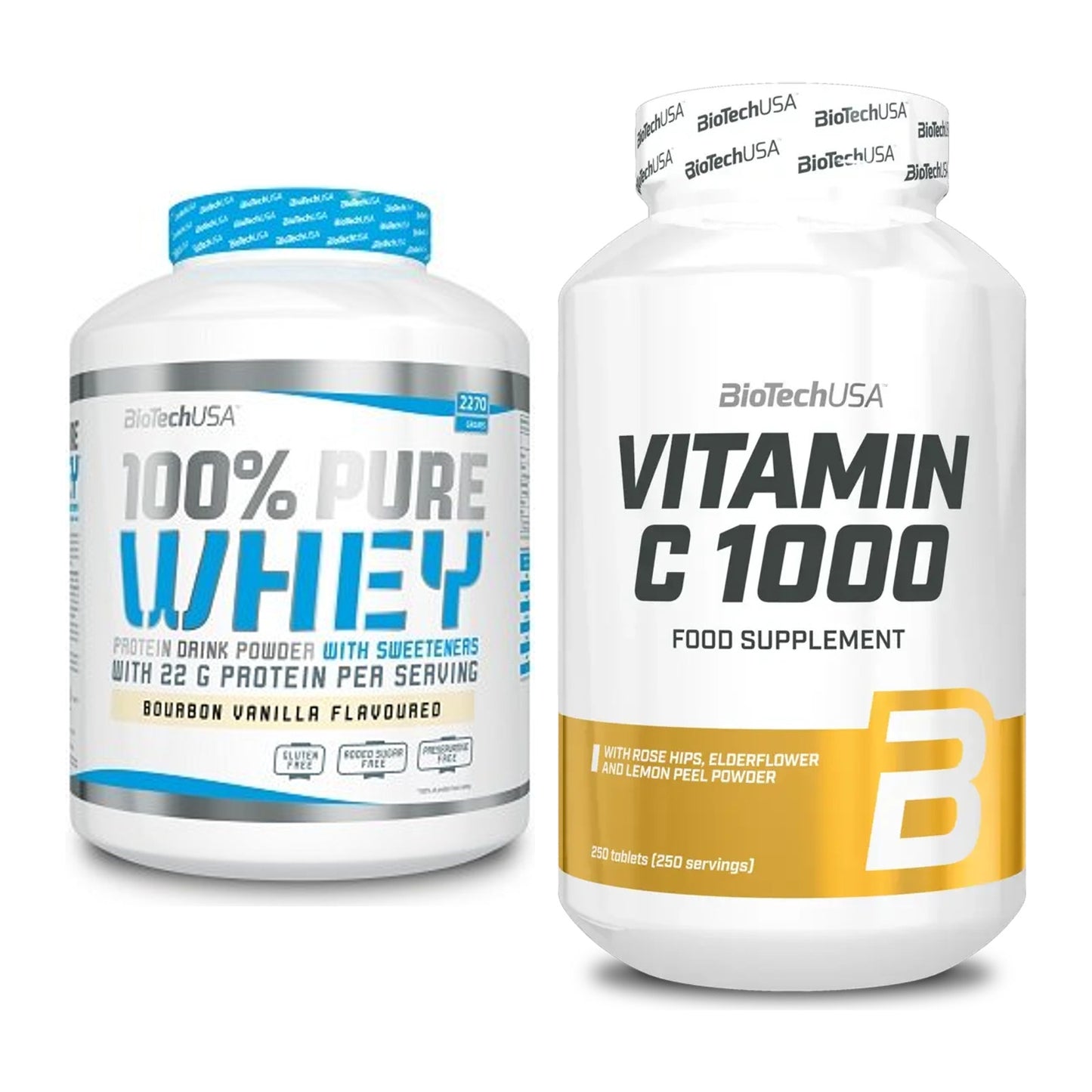 Basis-Set: BioTech 100% Pure Whey + BioTech Vitamin C 1000 250 Tabl. – alle enthaltenen Artikel