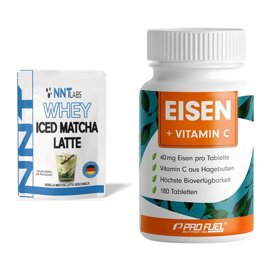 Basis-Set: NNT Whey ICED MATCHA LATTE + ProFuel EISEN + nat. Vitamin C – alle enthaltenen Artikel