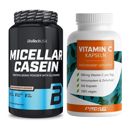 Basis-Set: BioTech Micellar Casein + ProFuel Vitamin C gepuffert – alle enthaltenen Artikel