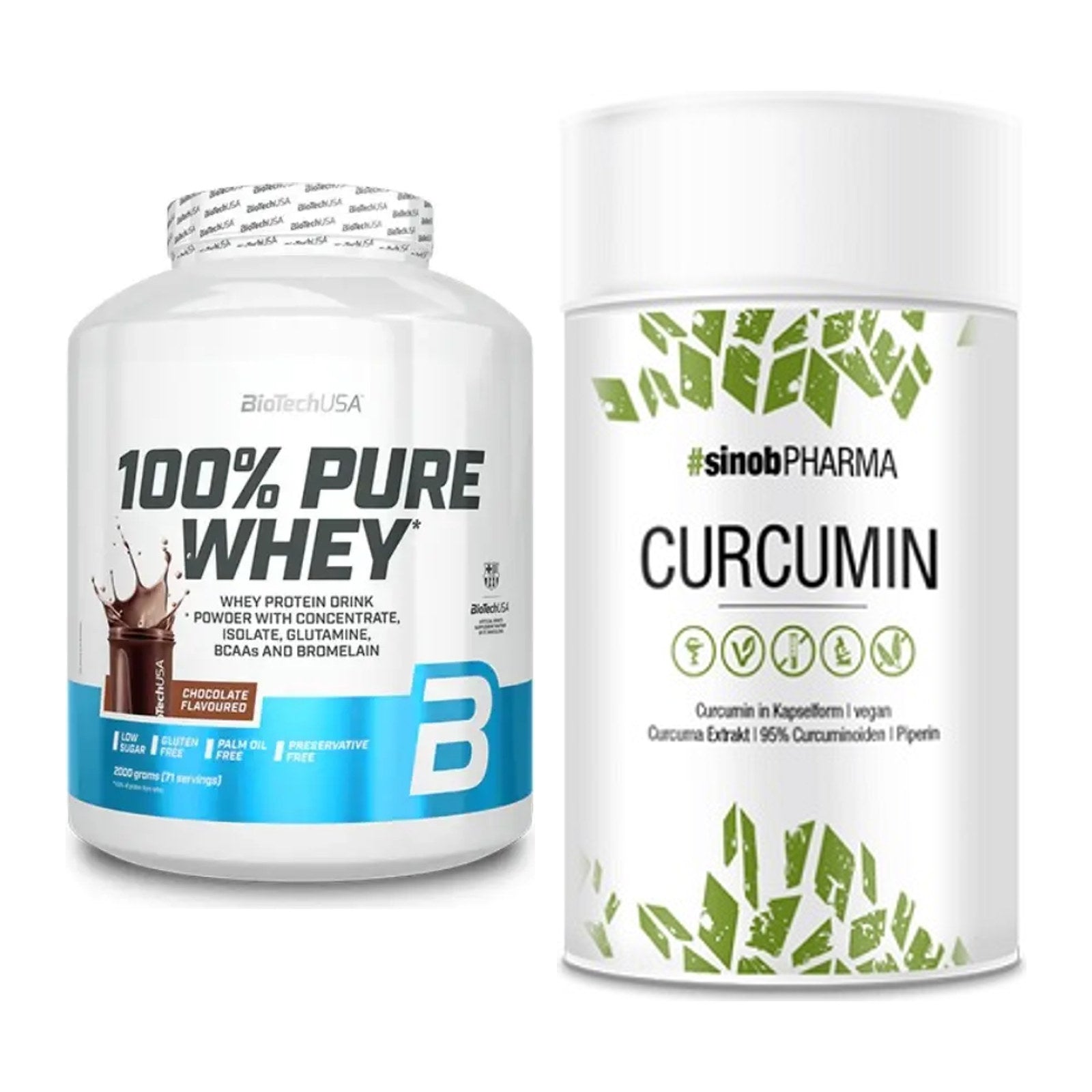 Basis-Set: BioTech 100% Pure Whey + Sinob Curcumin 95% – alle enthaltenen Artikel