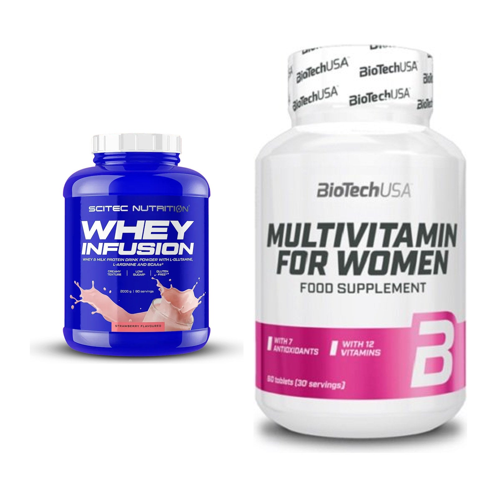 Basis-Set: Scitec Whey Infusion + BioTech Multivitamin für Frau 60 – alle enthaltenen Artikel