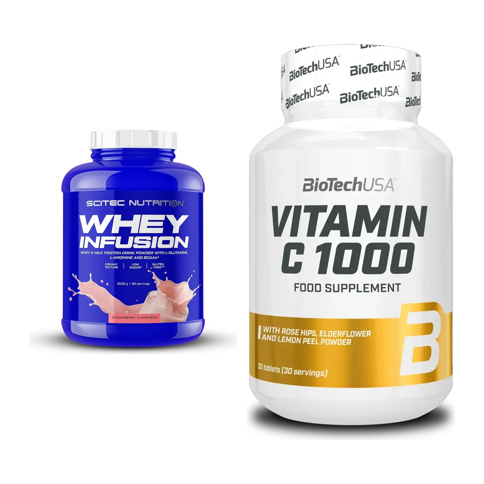 Basis-Set: Scitec Whey Infusion + BioTech Vitamin C 1000 30 Tabl. – alle enthaltenen Artikel