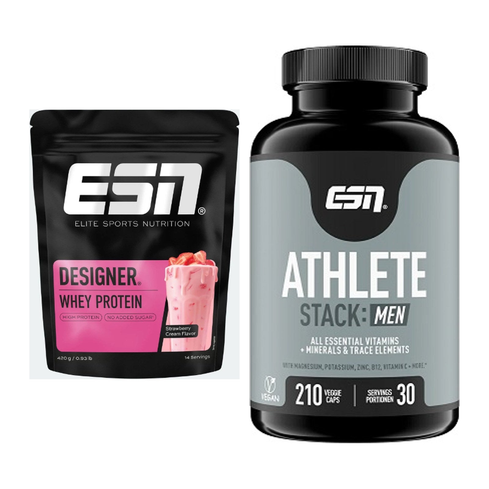 Basis-Set: ESN Designer Whey + ESN Athlete Stack:MEN – alle enthaltenen Artikel