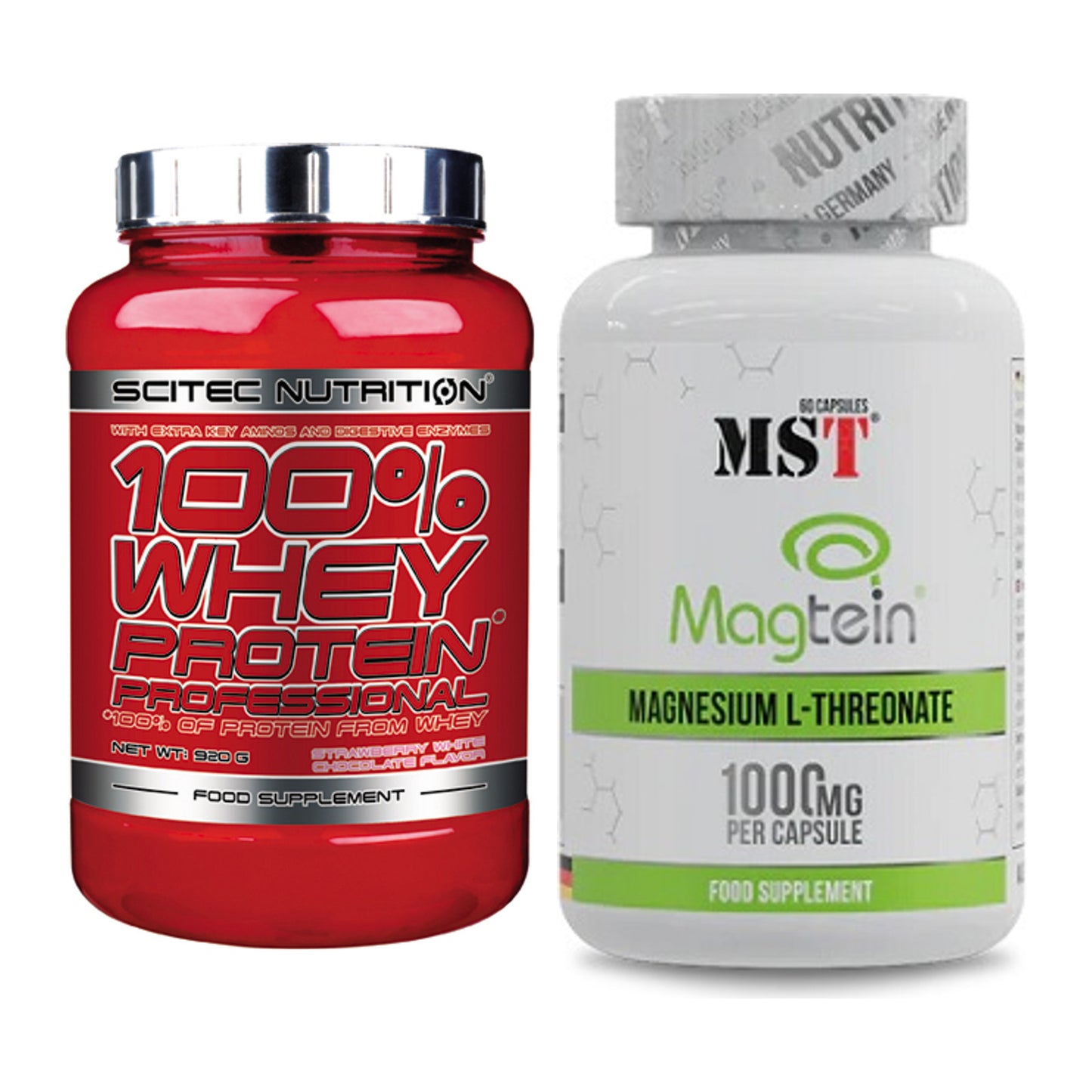 Basis-Set: Scitec 100% Whey + MST Magnesium L-Threonate – alle enthaltenen Artikel