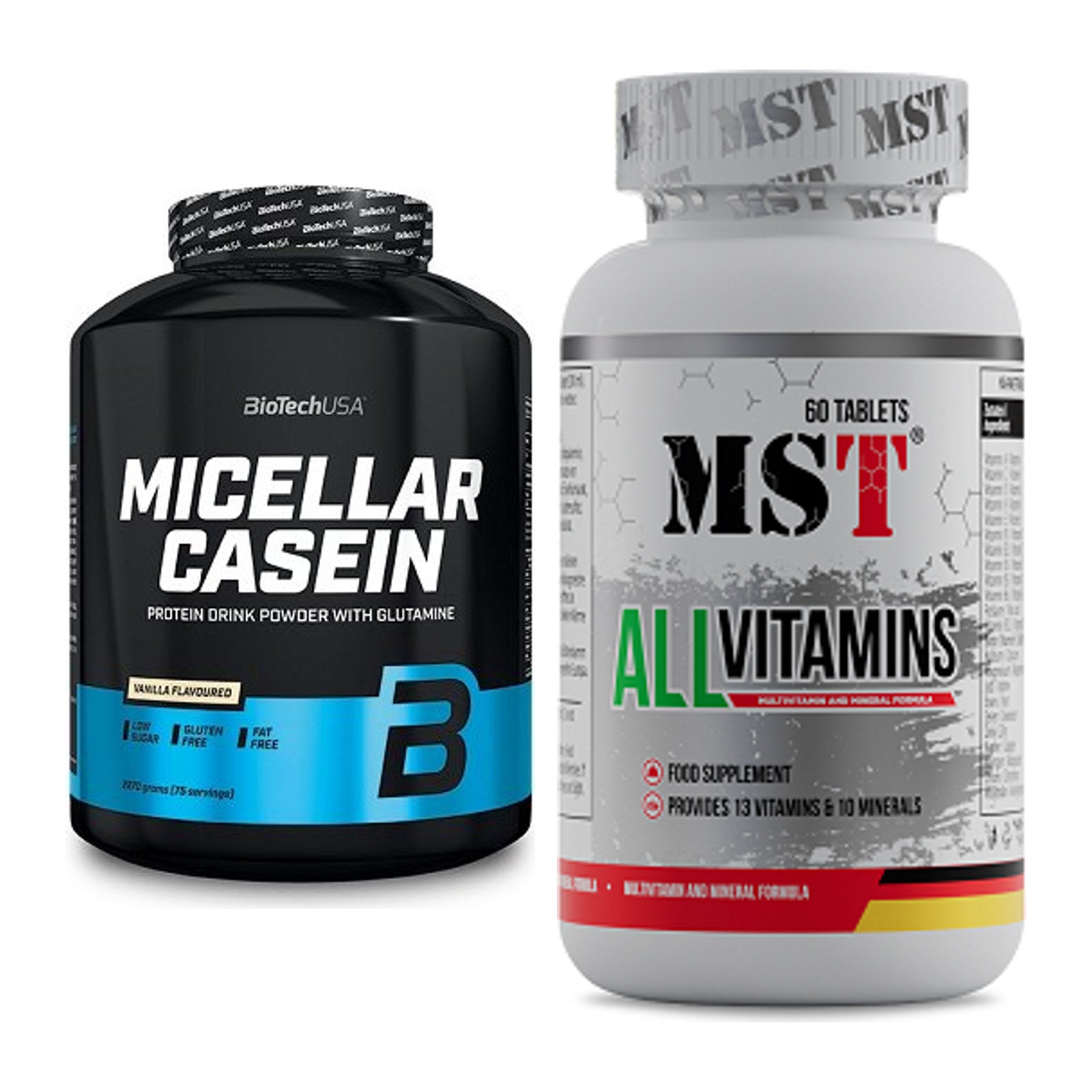 Basis-Set: BioTech Micellar Casein + MST All Vitamins 60 Pillen – alle enthaltenen Artikel