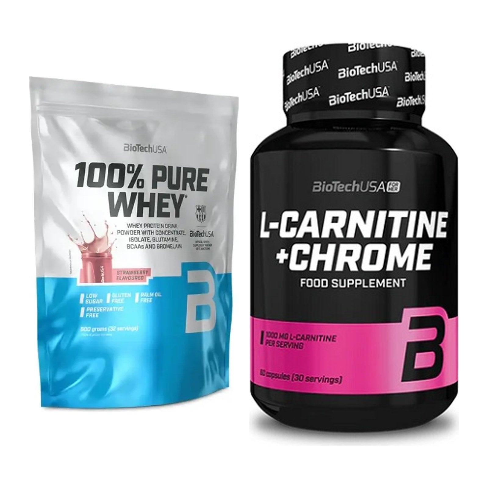 Basis-Set: BioTech 100% Pure Whey + BioTech L-Carnitine + Chrome – alle enthaltenen Artikel