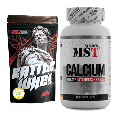 Basis-Set: Big Zone Battle Whey + MST Calcium Citrate D3 + K2Vital – alle enthaltenen Artikel