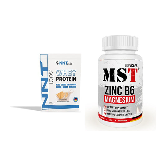 Basis-Set: NNT Whey + MST Zinc + Magnesium + B6 60 – alle enthaltenen Artikel