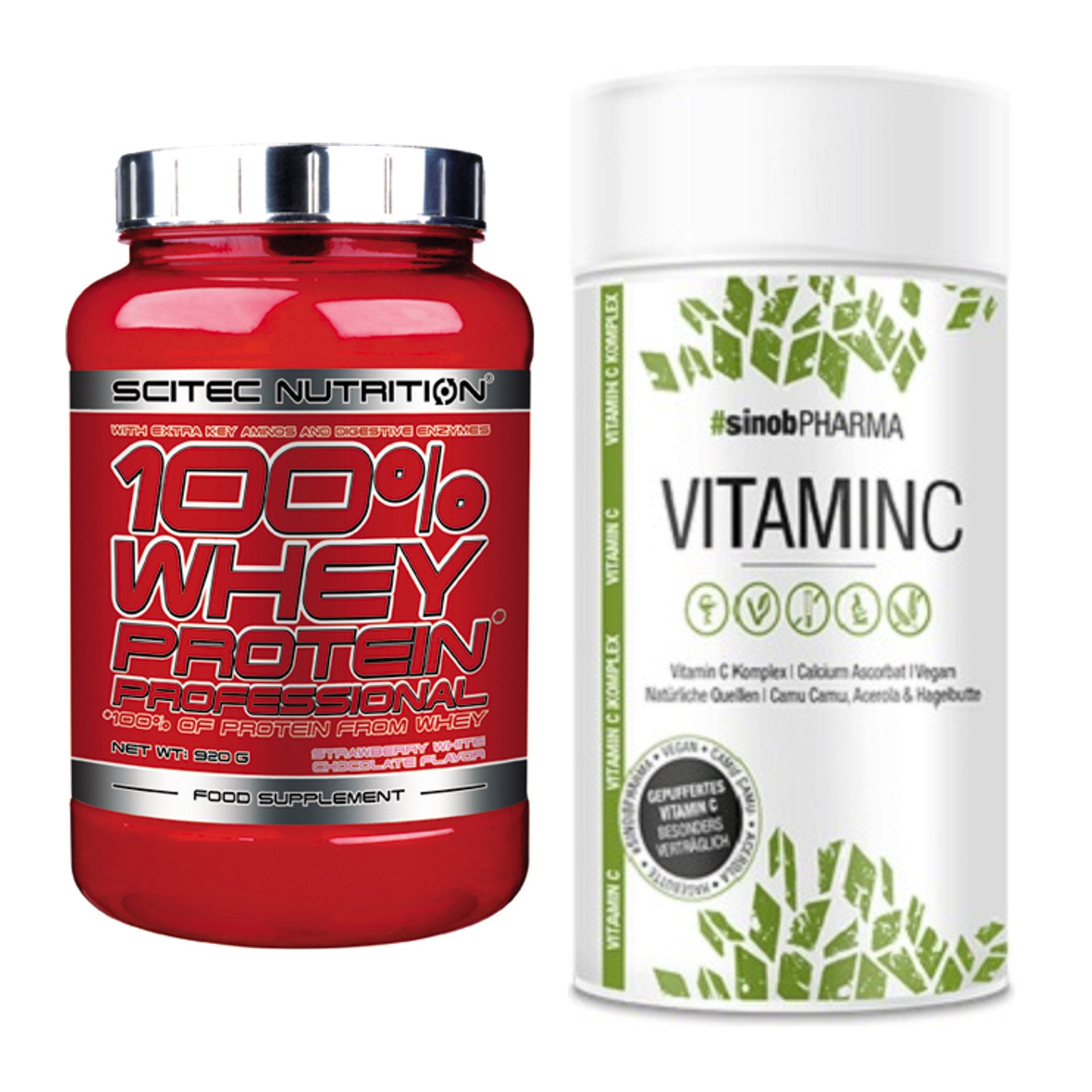Basis-Set: Scitec 100% Whey Professional + Sinob Vitamin C – alle enthaltenen Artikel