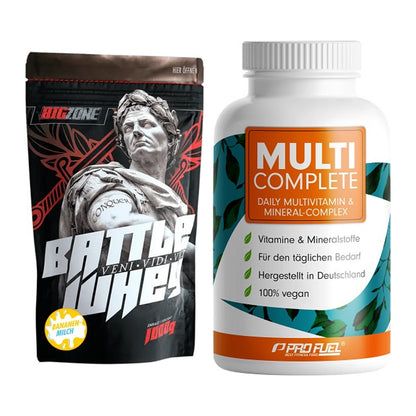 Basis-Set: Big Zone Battle Whey + ProFuel MULTI COMPLETE – alle enthaltenen Artikel