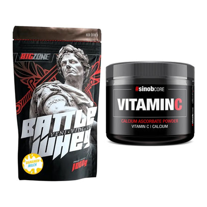 Basis-Set: Big Zone Battle Whey + Sinob Vitamin C Calcium Ascorbate – alle enthaltenen Artikel